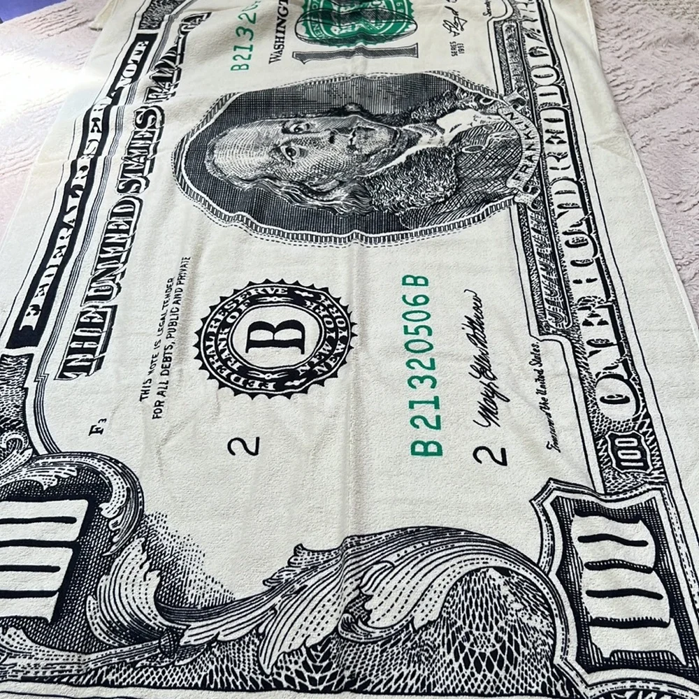 $100 bill beach or bath towel by Kaufman, 100% cotton, New with tags